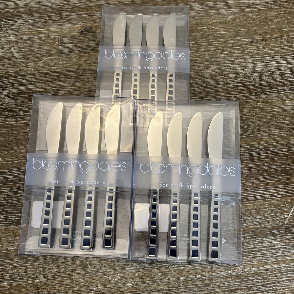 Set Of 12 Bloomingdales Spreaders Cambridge Mosaic Handle Butter Knives Flatware